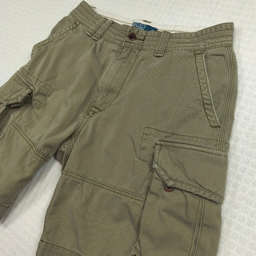 Polo Ralph Lauren Classic Polo Chino Cargo Shorts Mens 32 Green Khaki 100 Cotton